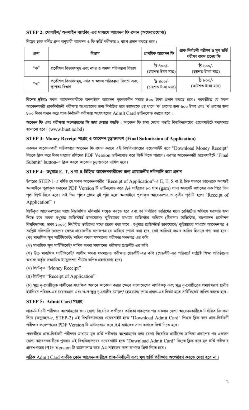 BUET Admission Notice Result 2024 -www.buet.ac.bd 8